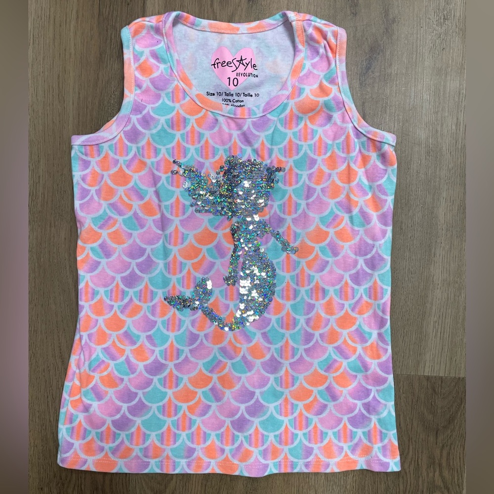 3 for $15 🌟 Girls mermaid‎ sequence tank top (size 10)